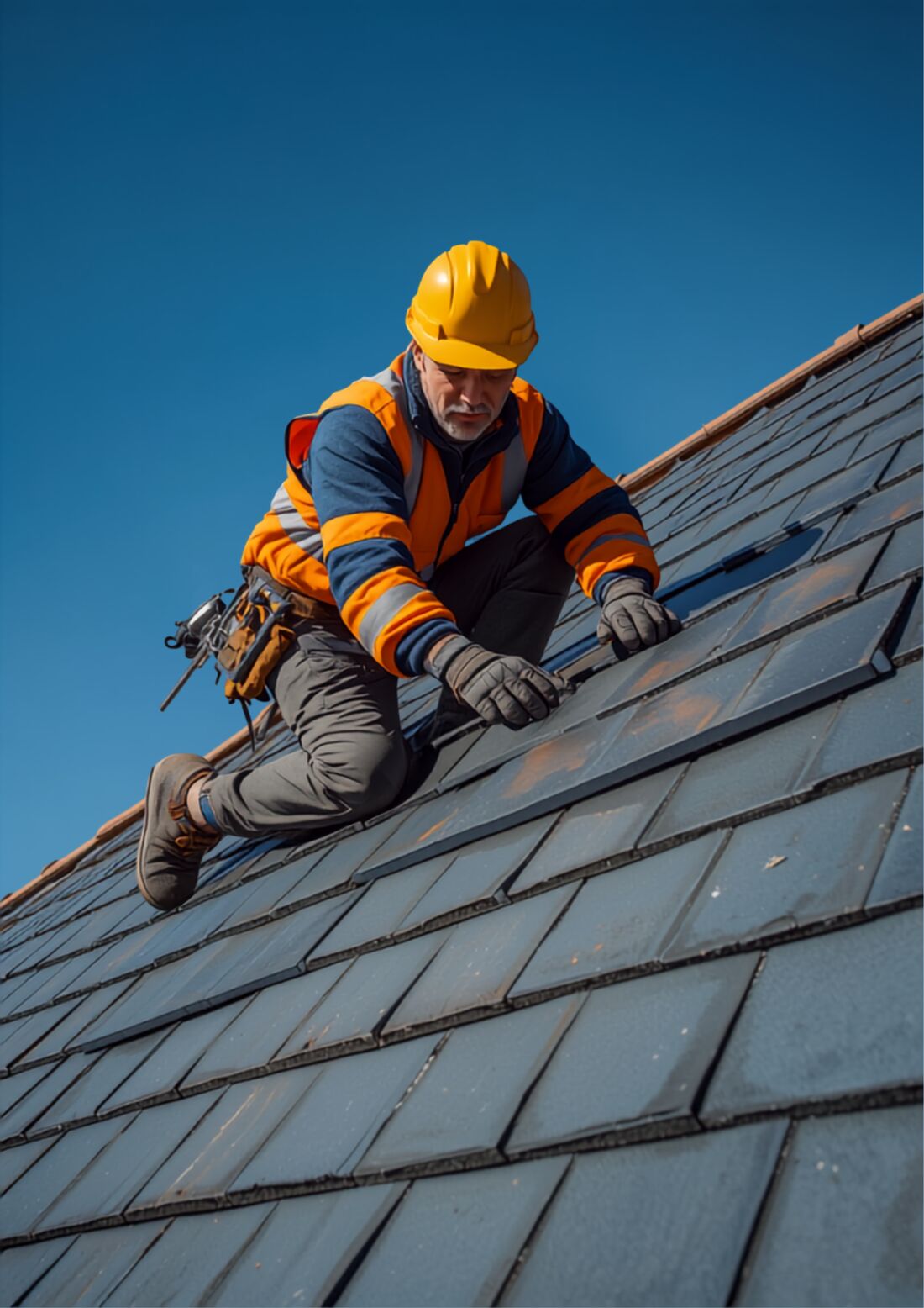 Roofer fitting tiles in Lewes